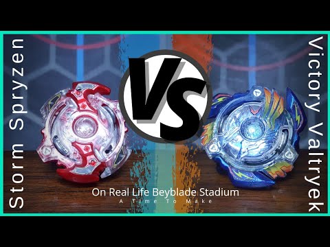 Storm Spryzen vs Victory Valtryek | On Real Life Beyblade Stadium