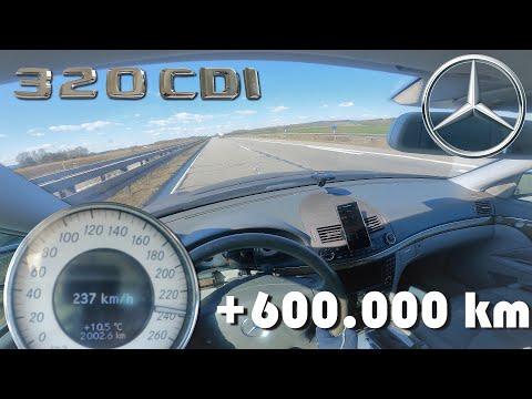 Mercedes-Benz E Class E 320 CDI W211 | Review | 100-200 kmh Acceleration & Top speed on Autobahn
