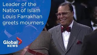 Aretha Franklin funeral: Louis Farrakhan greets mourners