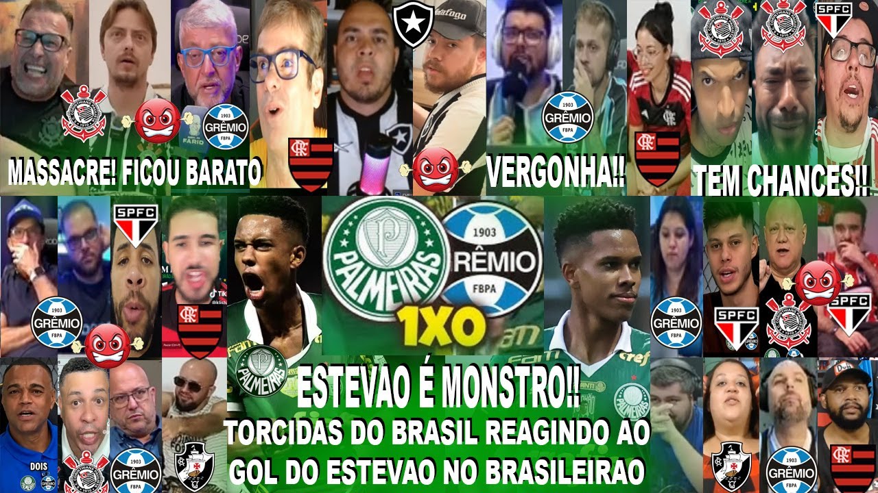 TORCIDAS DO BRASIL AO GOL DO ESTÊVÃO NO PALMEIRAS 1X0 GREMIO - SHOW E O VERDAO QUER SER TRICAMPEAO