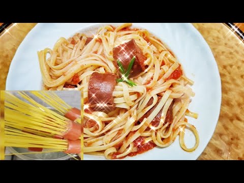 مكرونه بسوسيس للاطفال في منتهي السهوله | How to make hot dog spaghetti pest kids lunch /dinner