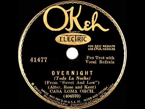 1930 Glen Gray Casa Loma - Overnight (Jack Richmond, vocal)