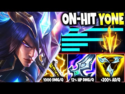I created the MOST OP YONE ON-HIT BUILD ~ 1000 DMG/Q + 32% LIFESTEAL 🔥 LoL Top Yone s12 Gameplay