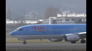 4K | B737-8K5 - TUI Airways (old and dirty colors) take off at LOWI-Innsbruck Airport | 02.2023