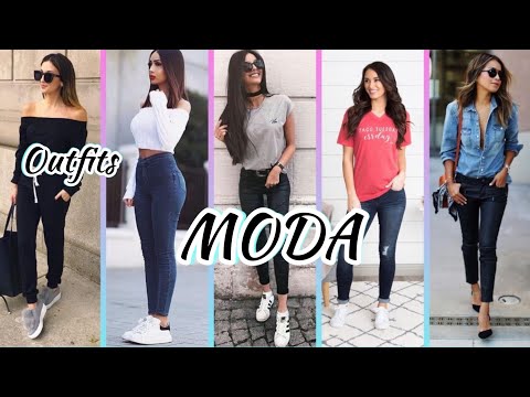 MODA 2022 MUJER OUTFITS BÁSICOS SENCILLOS PANTALONES DE MODA JEANS MEZCLILLA DENIM 2022