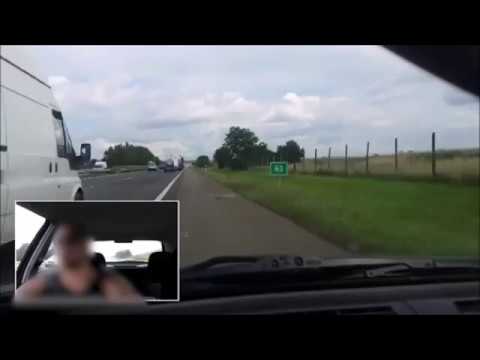 Passing on the shoulder on M3 motorway (Hungary)