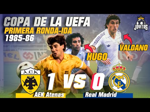 AEK Atenas vs Real Madrid  HD 🍷 Copa de la UEFA 1985-86 ⭐ El primer MADRID de las REMONTADAS