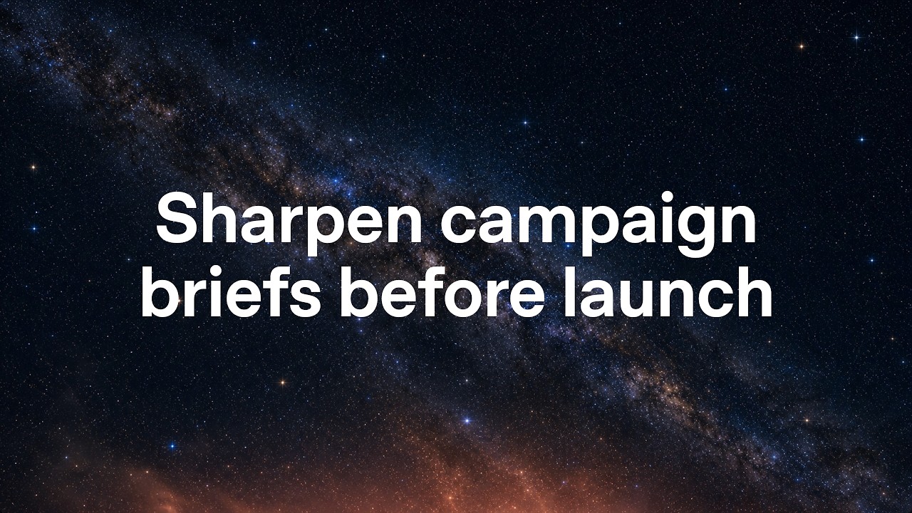 Use ChatGPT Work to pressure-test marketing campaign briefs - OpenAI Youtube