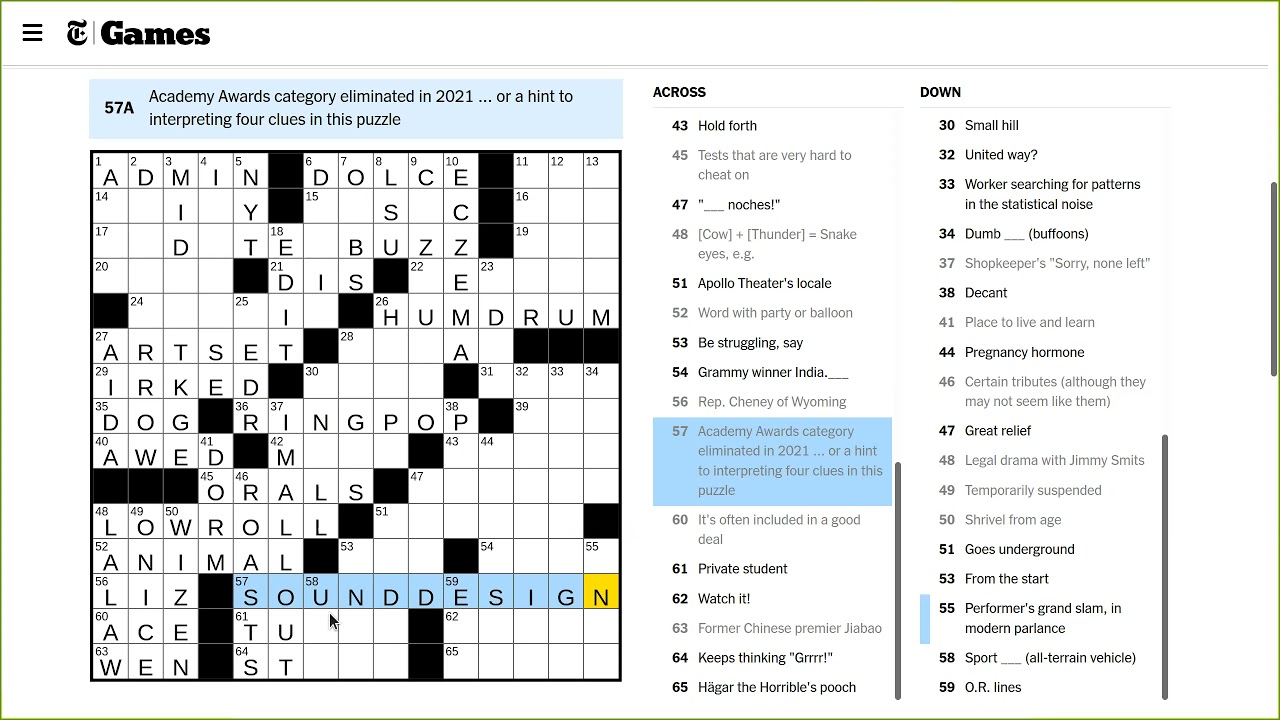 NYT Crossword Solve 2021-09-30 Thursday