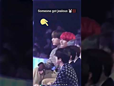 Jungkook got jealous of Taehyung's fanboy 😆‼️ his reaction is so obvious #shorts #taekook #ytshorts