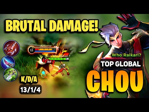 EXP LANE! Chou Best Build 2023 [ Chou Gameplay Top Global ] By Who Raikarl? - Mobile Legends