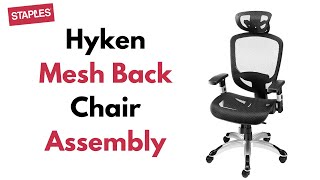 Video thumbnail for Staples Hyken Chair Assembly | FlexFit™ Hyken Mesh Back Fabric Task Chair Assembly by Shainu