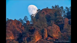 preview picture of video 'Plotting and Photographing a Moonrise at Pinnacles National Park, West High Peaks, California'