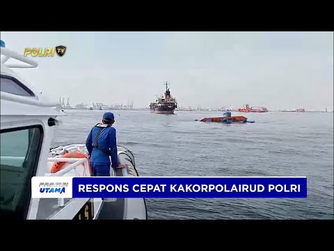 POLAIRUD BAHARKAM POLRI BANTU PINDAHKAN EKSKAVATOR YANG TERJATUH KE LAUT