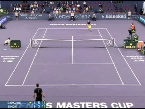 Amazing rally between Djokovic vs Simon at Masters Cup 2008