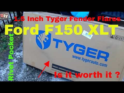 Cheap 1.5 inch Tyger  Fender Flares before and after Ford F150 XLT (Rivet Pocket)
