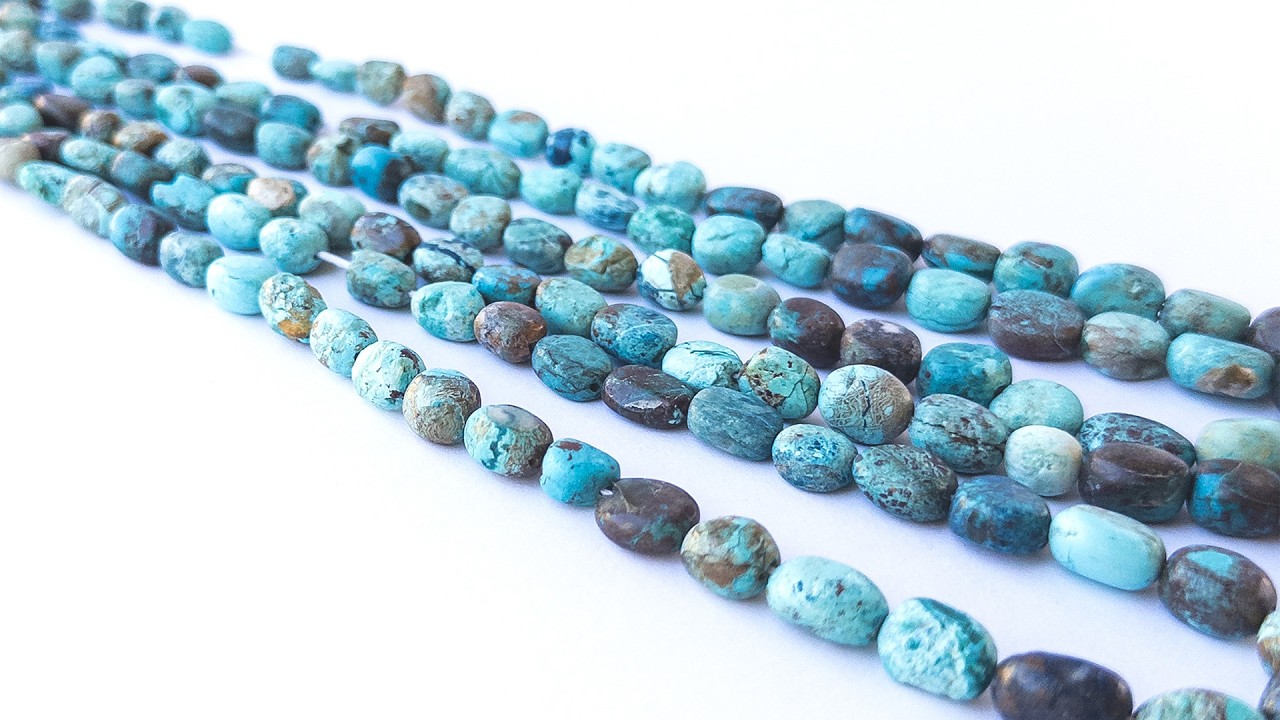 Chrysocolla | Smooth Tumble | 5.5-8.5mm Bead Size | 45cm Strand Length video