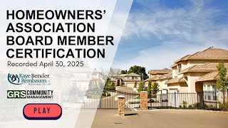 HOA Board Member Certification | Recorded April 30, 2025