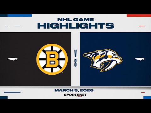 NHL Highlights | Bruins vs. Predators - March 5, 2026