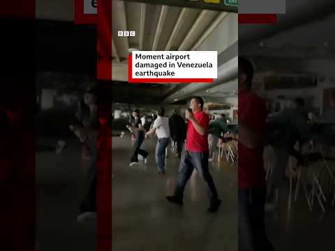 Moment airport damaged in Venezuela earthquake. #Venezuela #Earthquake #BBCNews