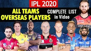 IPL 2020 | All Teams Full Squads | Overseas Players List | CSK RCB MI DC KKR SRH KXIP IPL 2020 Squad