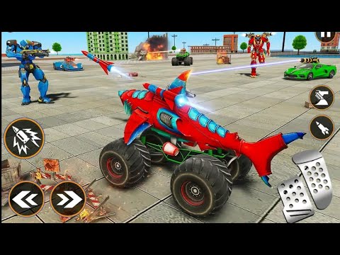 Shark Robot Game With Helicopter Robot Car Games - Android Gameplay | Robot Simulator Game