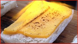 Street Food From America - Holy Cheese Bread Sandwich, Black Hamburger and Juice Drink Fresh Up