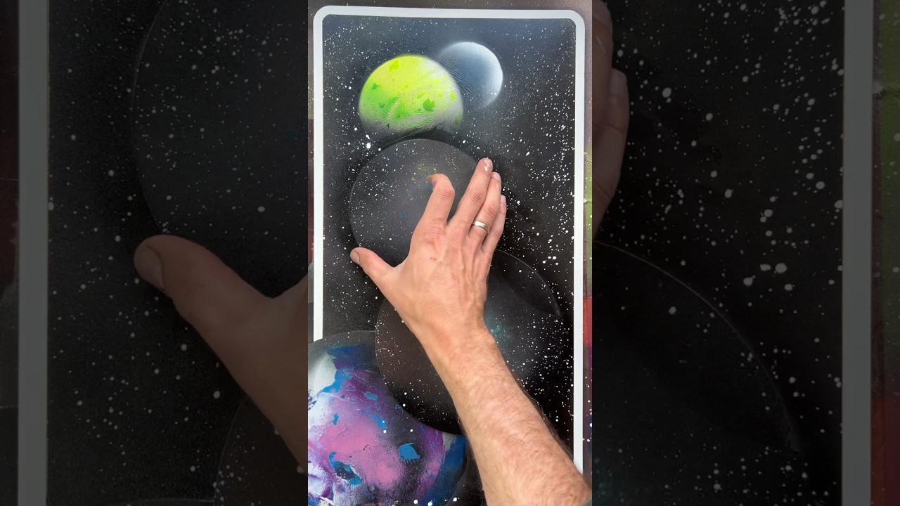 💥 Spray painting 5 planet in line #art #sprayart #planet #space #calm #spraypaint #artist #viral