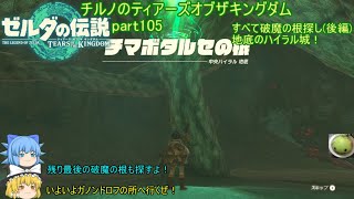 【ゼルダの伝説 ティアーズオブザキングダム】 チルノのティアーズオブザキングダム part105 すべて破魔の根探し(後編)＆地底のハイラル城！【ゆっくり実況】