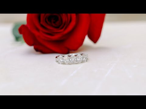 1.75ct Oval Five Stone Lab Diamond Wedding Band in Platinum | Ada Diamonds