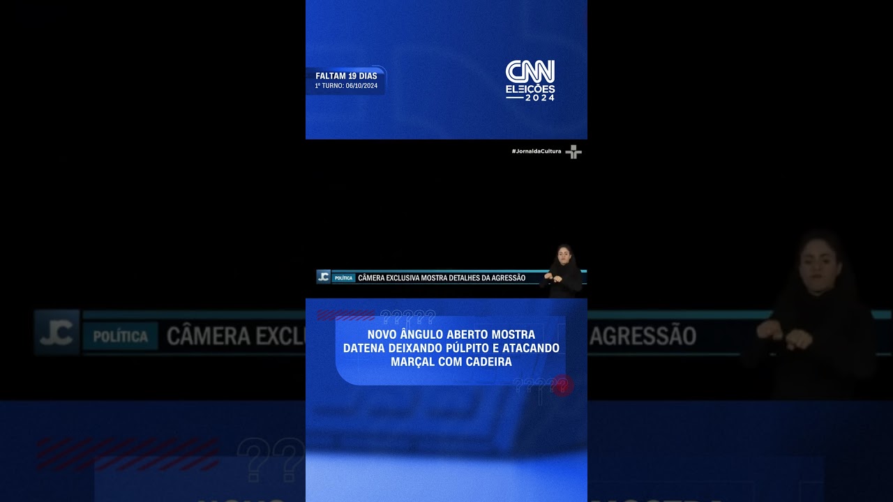 Novo ângulo aberto mostra Datena deixando púlpito e jogando cadeira em Marçal