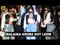 Malaika Arora Flaunts Her Huge Exy Cleavage By Opening Her Leather Jacket Zip At Mizu