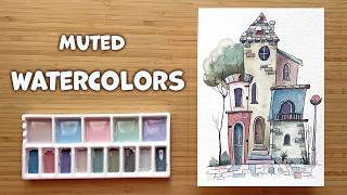 Muted Watercolors 🎨 Relaxing Watercolor Painting with Beautiful Travel Brushes | Whimsical Houses