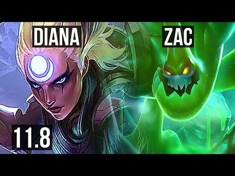 DIANA vs ZAC (JUNGLE) | Rank 1 Diana, Rank 8, 9/2/14, Dominating | NA Challenger | v11.8