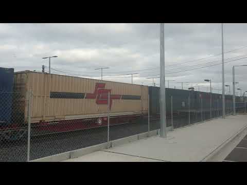 SCT freight train from Adelaide to Melbourne seen at North Shore station, Geelong