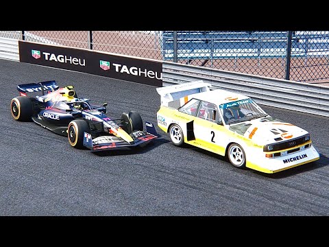 Red Bull F1 2022 RB18 vs AUDI Sport Quattro S1 at Monaco