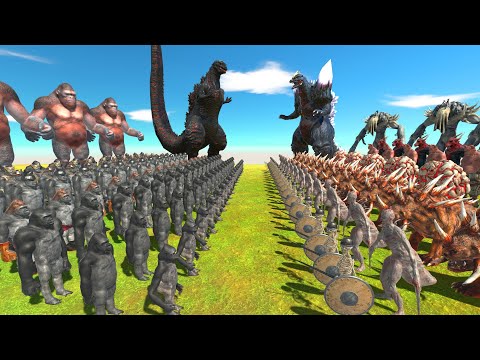MUTANT PRIMATES + SHIN GODZILLA VS INFERNALS + SPACE GODZILLA - Animal Revolt Battle Simulator