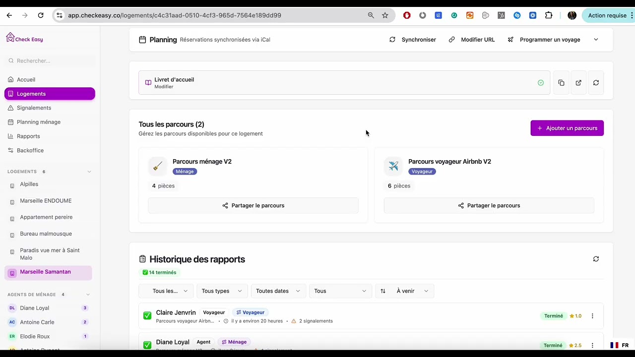Partager vos parcours avec le ménage ou voyageur
