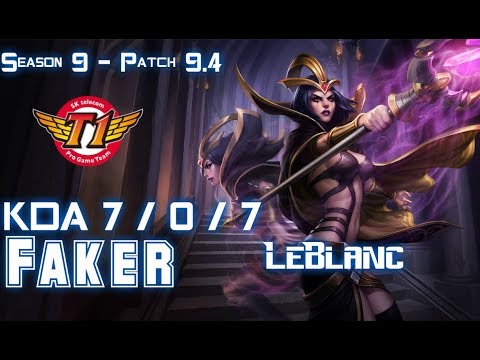SKT Faker LEBLANC vs LISSANDRA Mid - Patch 9.4 KR Ranked
