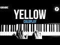 Coldplay - Yellow Karaoke SLOWER Acoustic Piano Instrumental Cover Lyrics