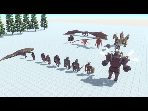 MUTANT PRIMATES WITH PURUSSAURUS VS TEAM FANTASY | Animal Revolt Battle Simulator