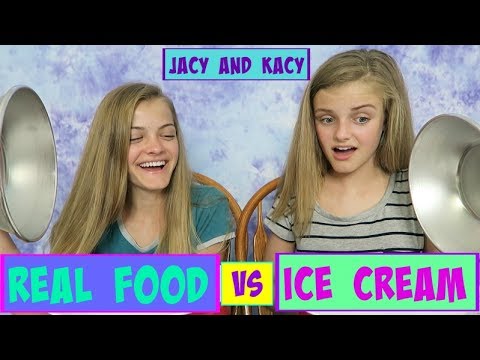 Real Food vs Ice Cream Challenge ~ Jacy and Kacy