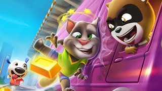 TALKING TOM GOLD RUN 4 split screen gameplay - fireman tom angela ginger hank