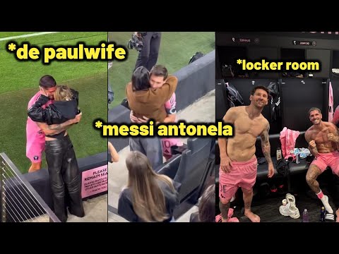 Messi kissed Antonela and De Paul kissed his wife in trophy celebration