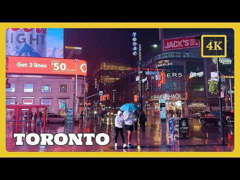 Night Walk in Toronto, Ontario 🇨🇦 | 4K Walking Tour