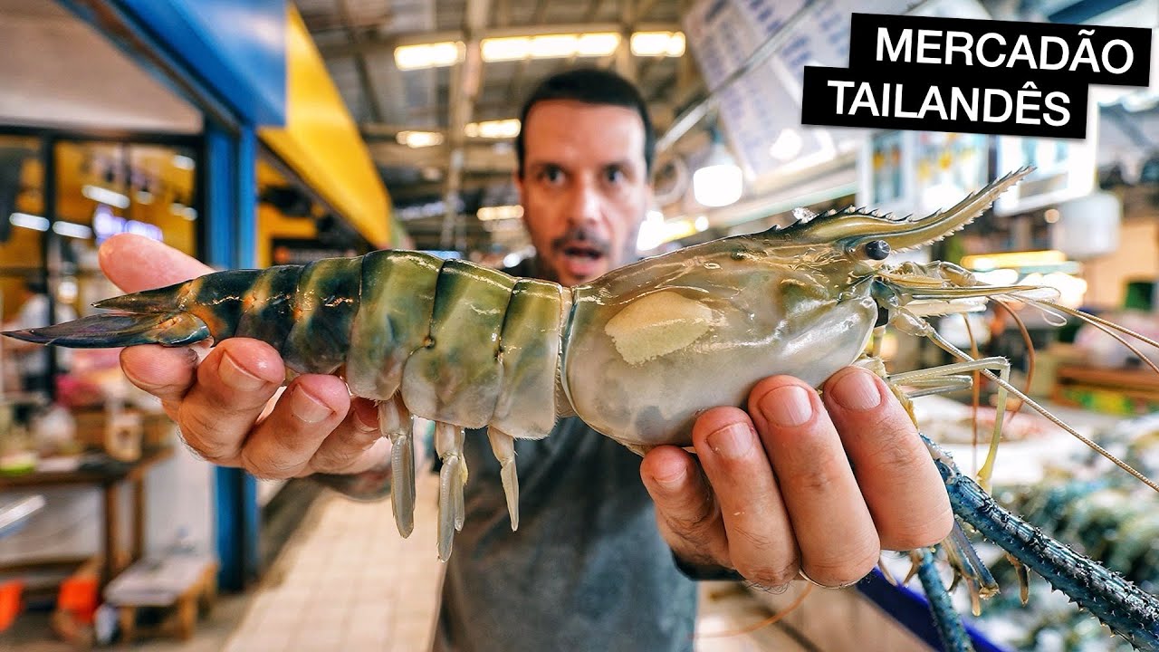 Comendo no MAIOR MERCADÃO do mundo na Tailândia 🇹🇭