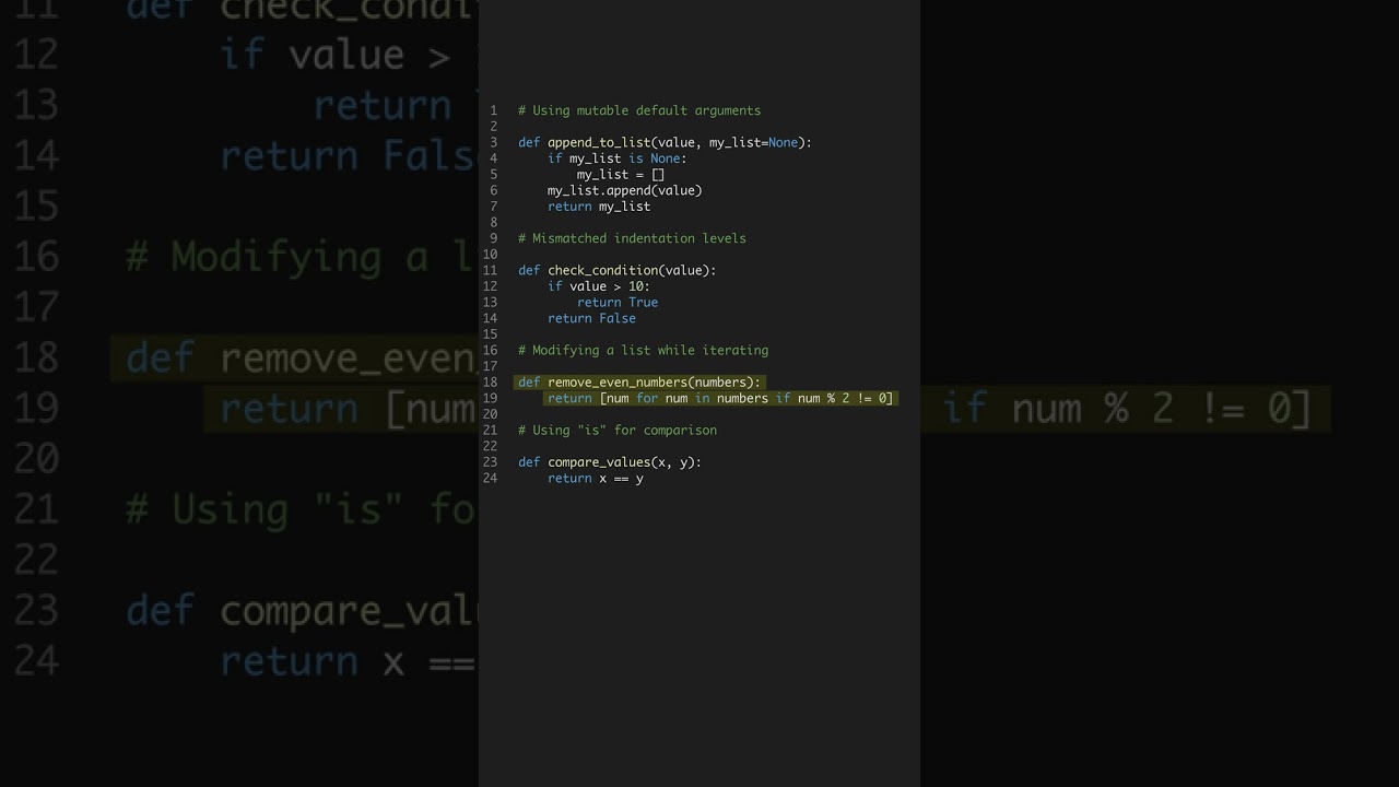 Python Bugs in 60s - Avoid These Common Mistakes #shorts