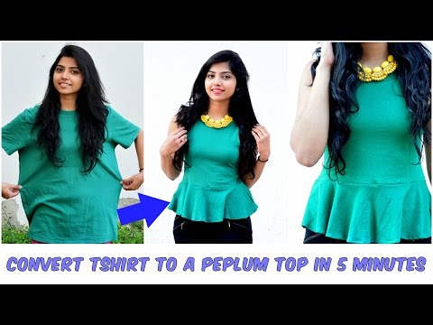 Convert An Old Tshirt Into A Cute Peplum Top in 5 Minutes Video