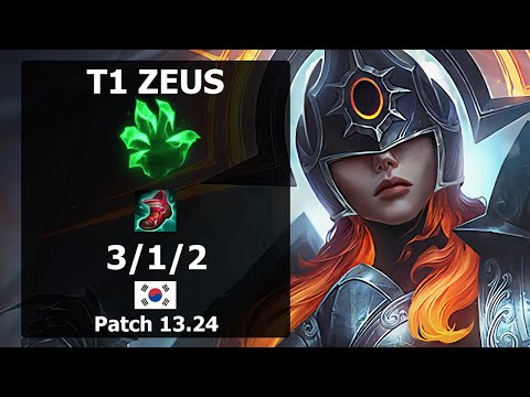 T1 Zeus Sejuani TOP vs Gragas| Patch 13.24 KR Challenger