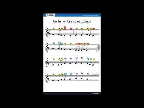 534 En tu nombre comenzamos - notas musicales para metalófono o piano.